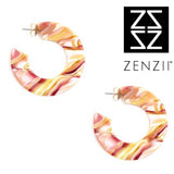 Hot Pink Tortoise Flat Hoop Earrings by ZENZII