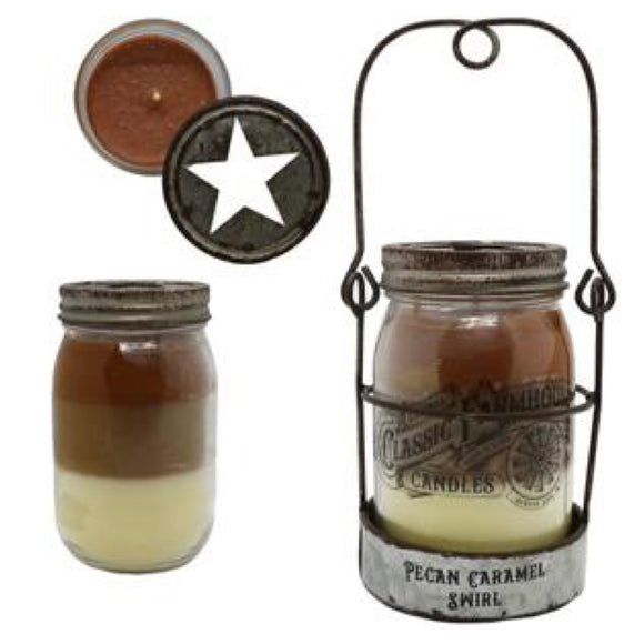 Pecan Caramel Swirl 14 oz 3 Layer Candle by Classic Farmhouse Candles