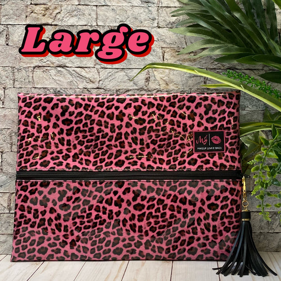 Pink Patent Leopard Large Bag by Makeup Junkie Bags