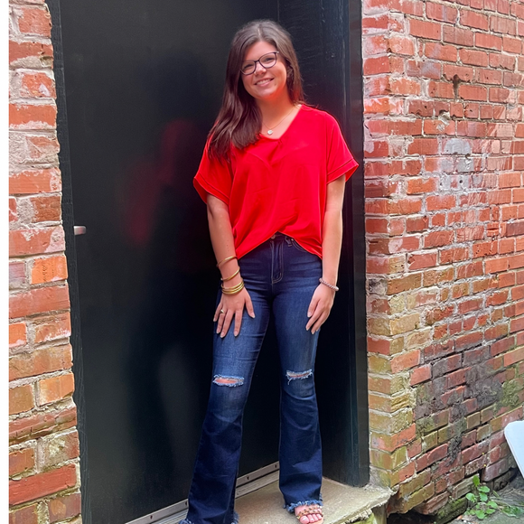 Reagan Coral V-Neck Top
