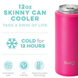 Matte Hot Pink Skinny Can Cooler (12oz) by Swig