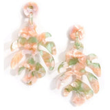 Pink Tortoise Palm Tree Leaf Earrings by ZENZII