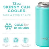 Matte Aqua Skinny Can Cooler (12oz) by Swig