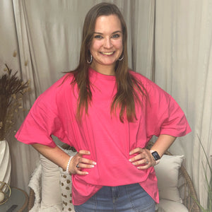 Betsy Oversized Fuchsia Boyfriend Tee