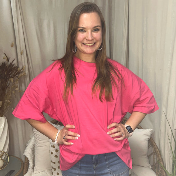 Betsy Oversized Fuchsia Boyfriend Tee