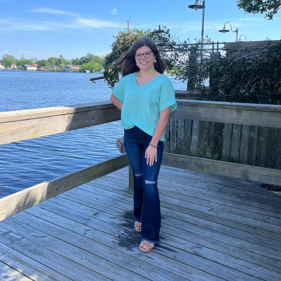 Reagan Mint V-Neck Top