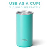 Matte Aqua Skinny Can Cooler (12oz) by Swig