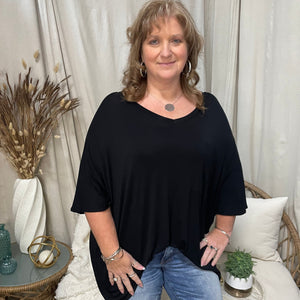 Haylee Black Oversized Top