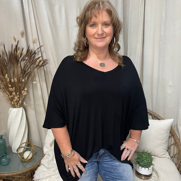 Haylee Black Oversized Top